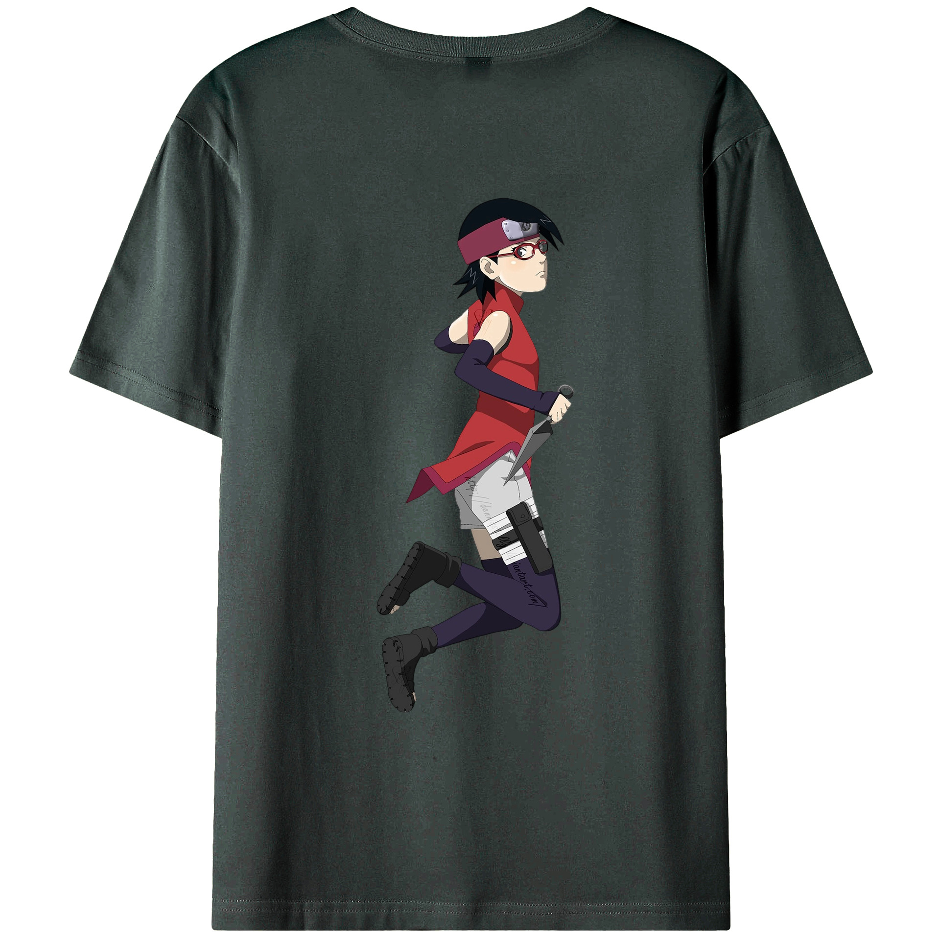 （画像用） NARUTO -ナルト- うちは サラダ Uchiha Sarada 綿100％ メンズ半袖Tシャツ（バックプリント） 通気性